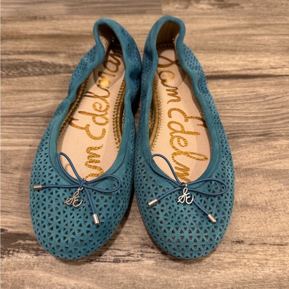 Sam Edelman Teal Perforated Ballet Flats